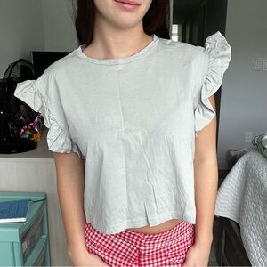 zara ruffle sleeve top